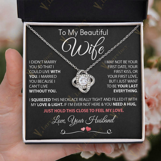 To My Wife Necklace From Husband, Soulmate Necklace, Birthday Gift, Jewelry Wedding Anniversary Gifts For Wife With Gift Box Personalized Message Card, Live With You - Larvincy Jewel