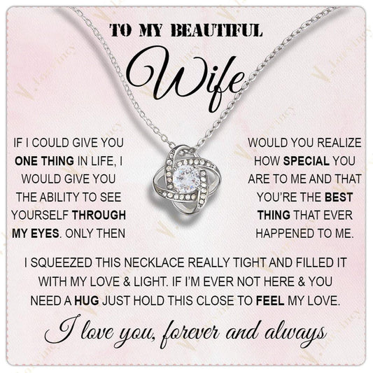 To My Wife Necklace From Husband, Soulmate Necklace, Birthday Gift, Jewelry Wedding Anniversary Gifts For Wife With Gift Box Personalized Message Card, Through My Eyes - Larvincy Jewel
