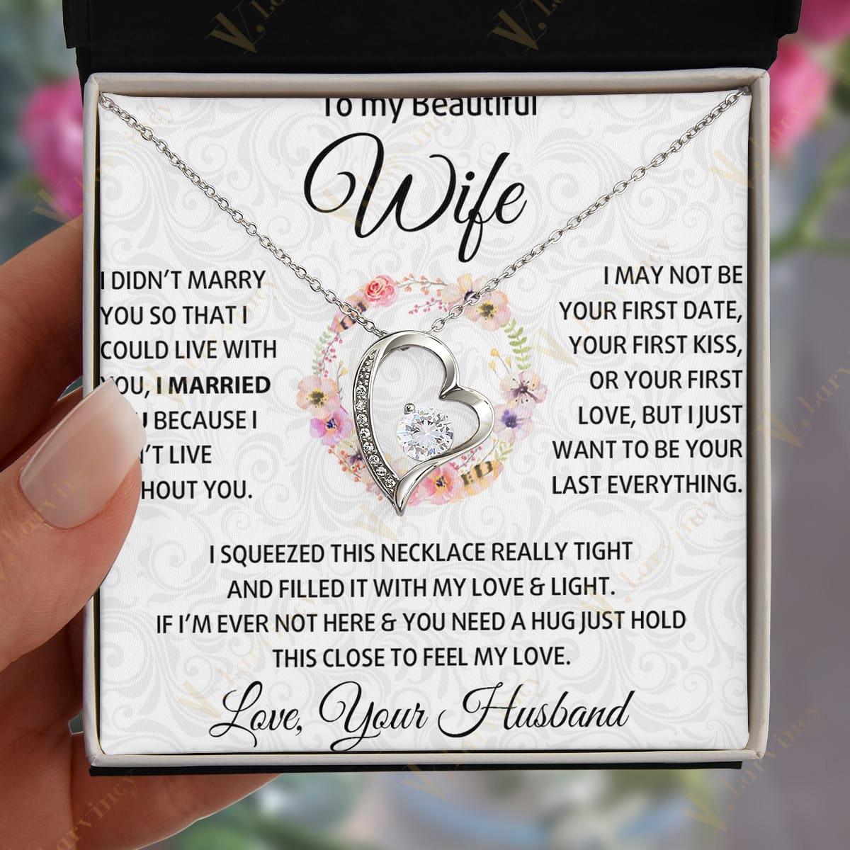 To My Wife Necklace From Husband, Soulmate Necklace, Birthday Gift, Jewelry Wedding Anniversary Gifts For Wife With Gift Box Personalized Message Card, Floral Wreath Leafs - Larvincy Jewel