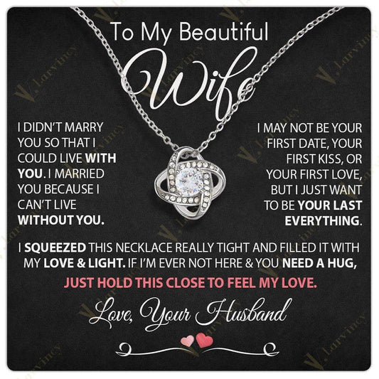 To My Wife Necklace From Husband, Soulmate Necklace, Birthday Gift, Jewelry Wedding Anniversary Gifts For Wife With Gift Box Personalized Message Card, Live With You - Larvincy Jewel