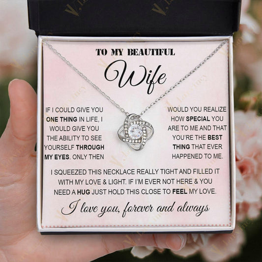 To My Wife Necklace From Husband, Soulmate Necklace, Birthday Gift, Jewelry Wedding Anniversary Gifts For Wife With Gift Box Personalized Message Card, Through My Eyes - Larvincy Jewel