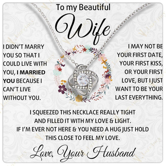 To My Wife Necklace From Husband, Soulmate Necklace, Birthday Gift, Jewelry Wedding Anniversary Gifts For Wife With Gift Box Personalized Message Card, Floral Wreath Leaf - Larvincy Jewel