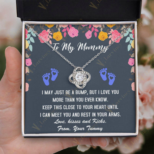 Unique Mommy To Be Gifts, Jewelry For New Moms, Necklace Gift For Pregnant Women, First Time Mom With Gift Box And Personalized Message Card, Flower And Blue Little Toes - Larvincy
