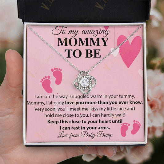 Unique Mommy To Be Gifts, Jewelry For New Moms, Necklace Gift For Pregnant Women, First Time Mom With Gift Box And Personalized Message Card, Rose With Little Toes Pink Blue - Larvincy Jewel