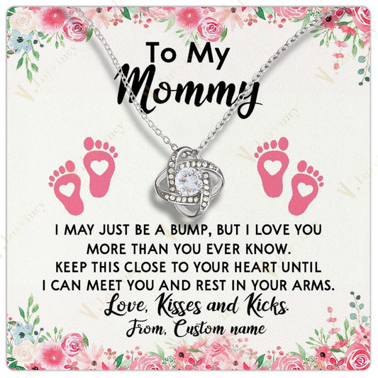 Unique Mommy To Be Gifts, Jewelry For New Moms, Necklace Gift For Pregnant Women, First Time Mom With Gift Box And Personalized Message Card, Rose With Little Toes Blue - Larvincy Jewel